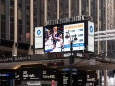 Front of Madison Square Garden^ home to NY KNICKS. MSG is a multi-purpose indoor arena in Midtown Manhattan opened on February 11^ 1968. It is the oldest sporting facility in NY.