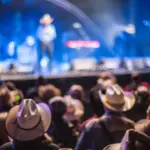 Audience at the Huercasa Country Festival 2017 in Riaza^ Segovia^ Spain^ enjoying live country music performances with a festive atmosphere.