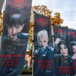 Tokyo^ Japan - November 15^ 2024: Promotional banners for Tokyo Dome concert series of the boy-band "Stray kids" featuring striking portraits of the group members.