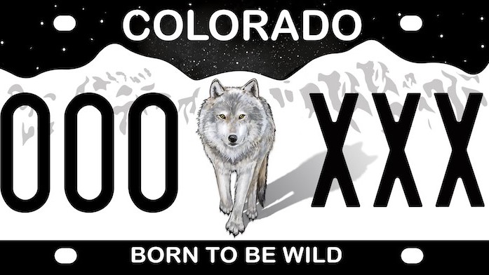 Western Slope Legislators Introduce Bipartisan Bills To Mitigate Wolf   Wolf License Plate Slider 