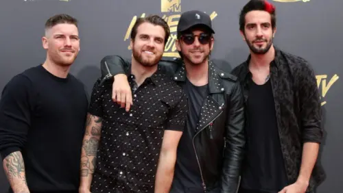 All Time Low^ Zack Merrick^ Rian Dawson^ Alex Gaskarth. Jack Barakat at the MTV Movie and Television Awards on the Shrine Auditorium on May 7^ 2017 in Los Angeles^ CA