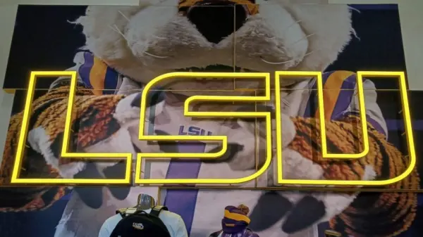 LSU neon sign Baton Rouge^ Louisiana - December 26^ 2022