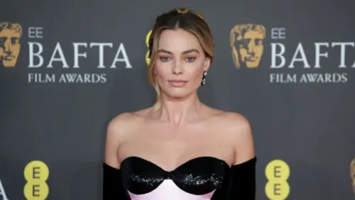 Margot Robbie attends the 2024 EE BAFTA Film Awards at The Royal Festival Hall in London^ England. London^ United Kingdom - February 18^ 2024