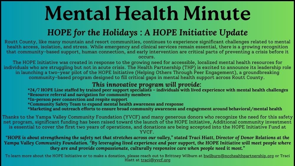 Mental Health Minute — The HOPE Initiative from The Health Partnership | Steamboat Radio