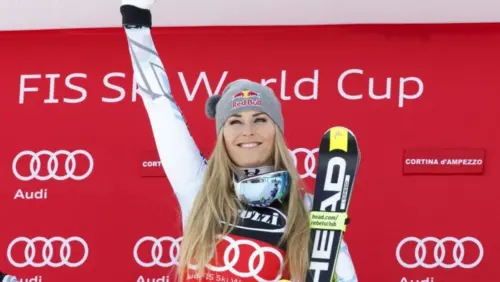 Lindsey Vonn from Team USA takes 1st place during the Audi Fis Alpine Ski World Cup Women Super G Cortina d 'Ampezzo^ Italy January 24^ 2016