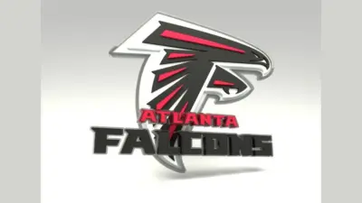Emblem of the Atlanta Falcons. The Atlanta Falcons are a professional American football team. Template for presentation or infographics. 3D render. 3D Illustration