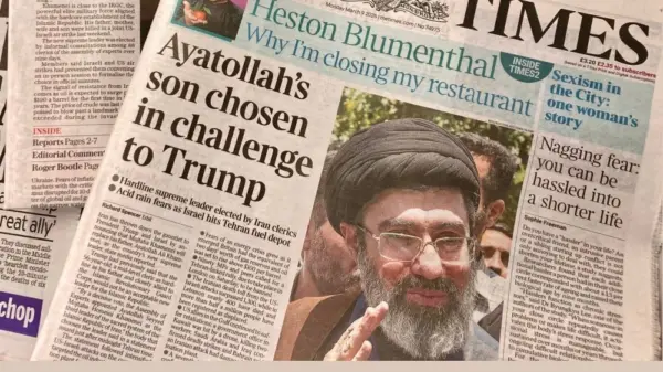 British newspapers report Iran has chosen Ayatollah Ali Khamenei's son^ Mojtaba Khamenei as new supreme leader Nottinghamshire^ UK 09 March 2026