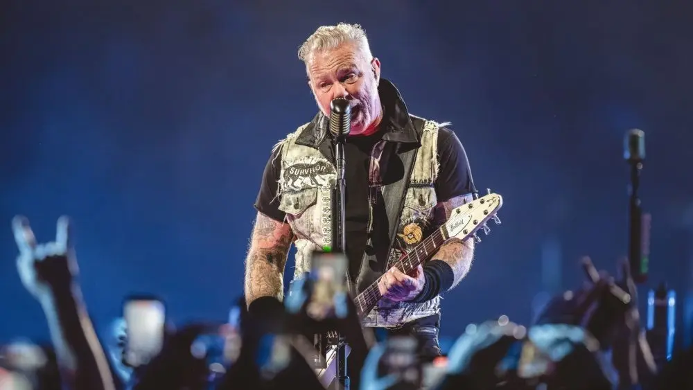 James Hetfield of Metallica performs on stage at Lincoln Financial Field during the M72 World Tour. Philadelphia^ PA USA - May 25^ 2025