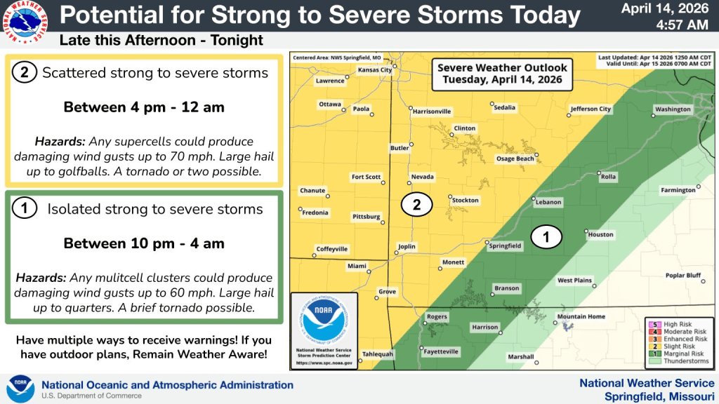 Scattered Strong to Severe Storms Tuesday Afternoon and Evening | KWTO ...
