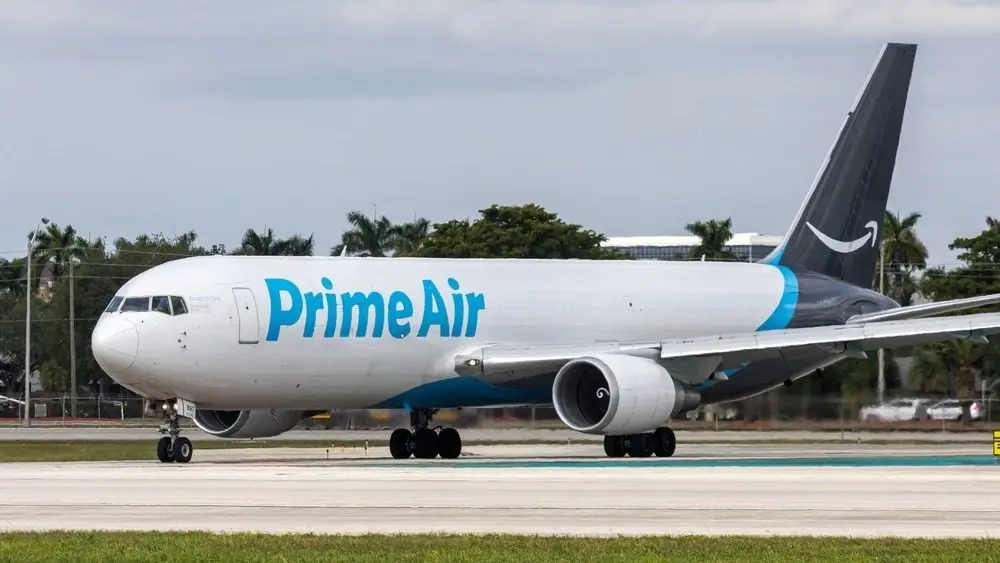 Amazon Prime Air Boeing 767-300ER(BDSF) airplane at Miami airport in the United States. Miami^ United States - November 6^ 2025