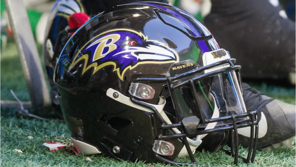 Baltimore Ravens Helmet - NFL - December 2nd 2018 Atlanta Falcons Vs. Baltimore Ravens at the Mercedes Benz Stadium in Atlanta Georgia USA