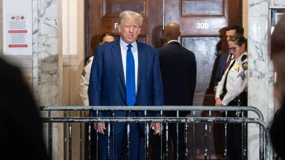 Former President Donald Trump addressed media before 2nd day of testimony of civil fraud trial at New York State Court on October 25^ 2023