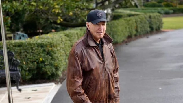 President Biden fields questions from the press prior to boarding Marine One. Washington^ D.C. USA - 1-13-2024: