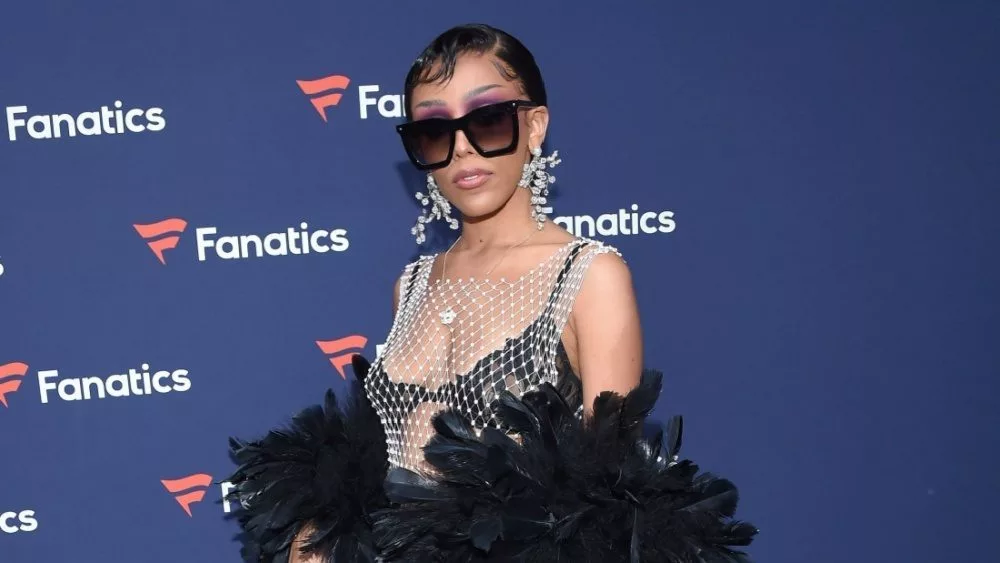 Doja Cat arrives for Michael Rubin's 2022 Fanatics Super Bowl Party on February 12^ 2022 in Culver City^ CA