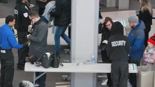 Security Checkpoint and control in Toronto^ Canada - March 24 2018: Scanning Machines^ People's Bags Getting Checked.