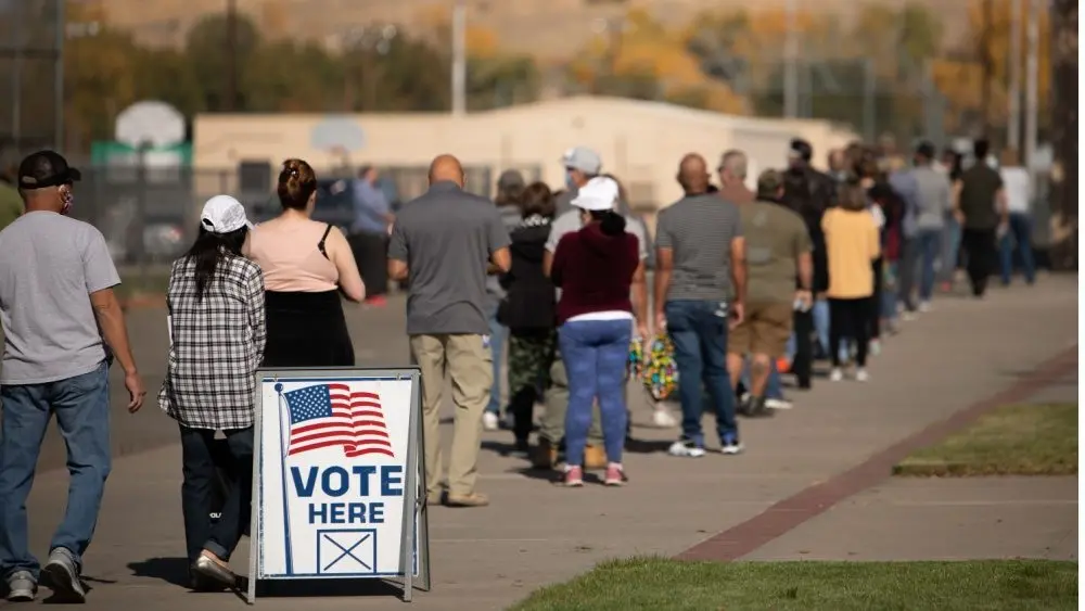 : Voters in the State of Nevada go to the polls on Election Day 2020. Washoe County^ Nevada is the battleground county in the battleground^ swing state. Sparks^ Nevada / USA - November 4 2020