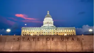 Utah State Capitol building in Salt Lake City in Utah USA at sunset