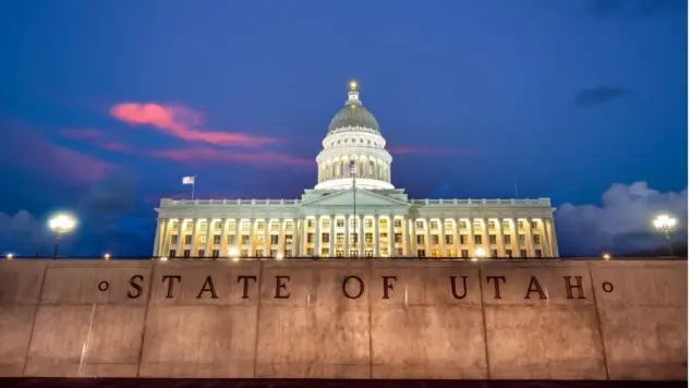 Utah State Capitol building in Salt Lake City in Utah USA at sunset