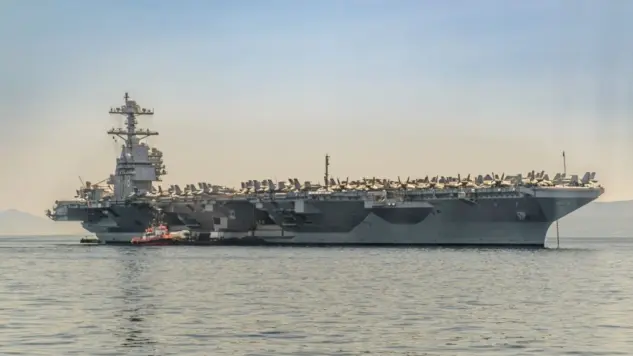 The United States Navy aircraft carrier USS Gerald R. Ford docked in Split^ Croatia on 27 June^ 2023.
