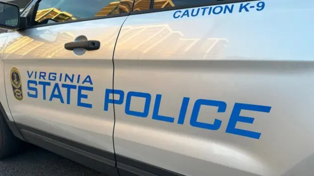 VIRGINIA STATE POLICE K-9 unit. Sign decal emblem of Virginia State Police Department ARLINGTON^ VA - JUNE 8^ 2024