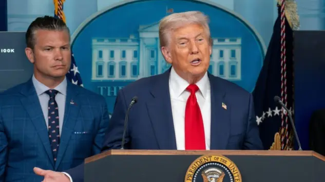 Washington DC^ United States^ August 11 2025: President Donald Trump holds a press briefing with Defense Secretary Pete Hegseth