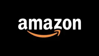 Amazon logo. Editorial icon isolated on black background