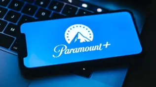 Paramount plus logo on smartphone screen. Rostov-on-Don^ Russia - November 15 2021