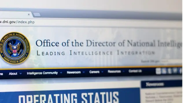 Photo of the office of the director of national intelligence page on a monitor screen
