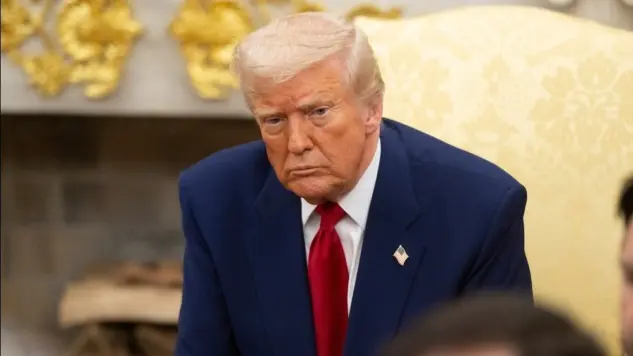 United States President Donald Trump speaks to the press in the oval office in the White House in Washington DC.' WASHINGTON D.C.^ USA - April 7^ 2025