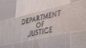 Sign at the United States Department of Justice in Washington^ DC