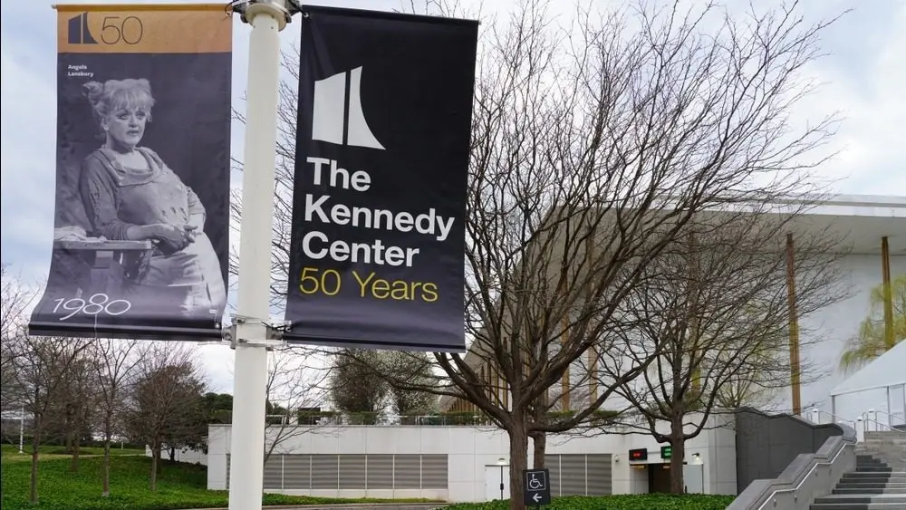 View of the John F. Kennedy Center for the Performing Arts^ the national cultural center on the bank of the Potomac River in Washington^ D.C. WASHINGTON^ DC -25 MAR 2022-