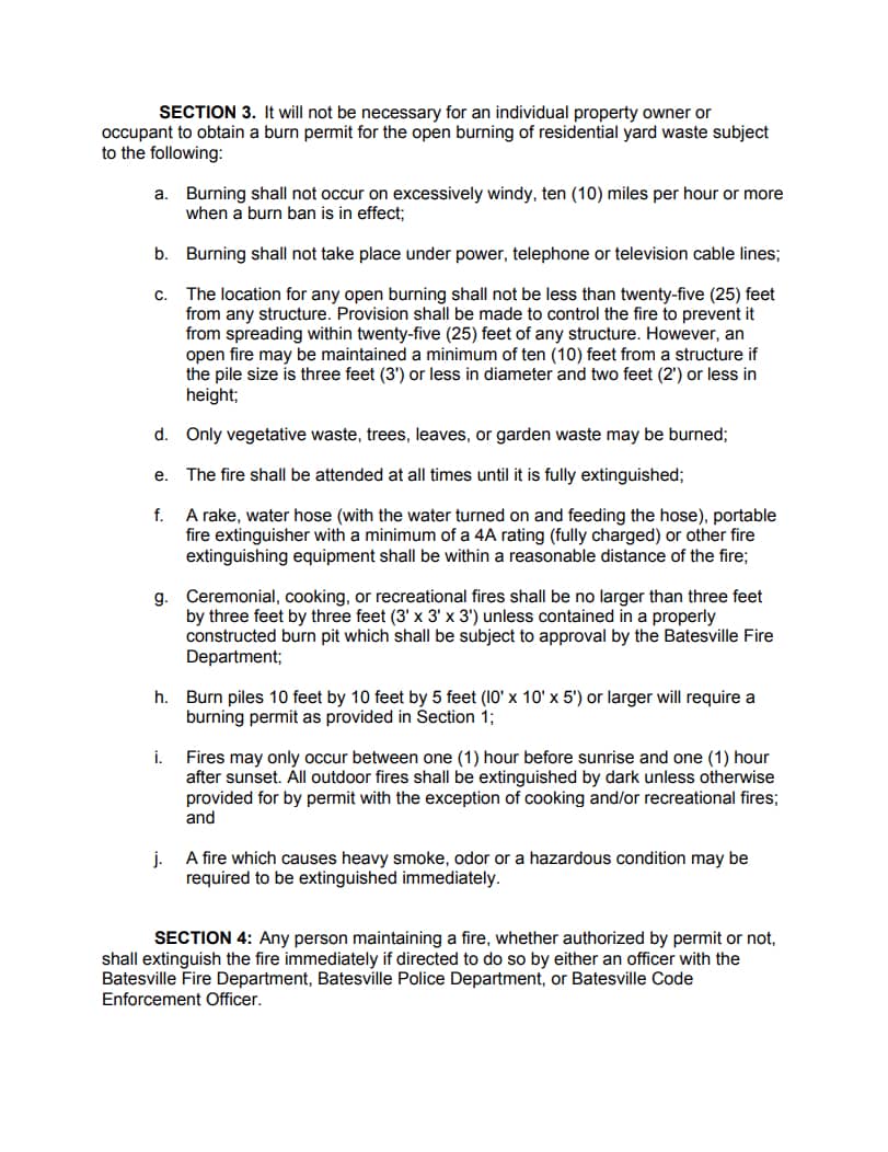 Batesville Burning Ordinance Page 2