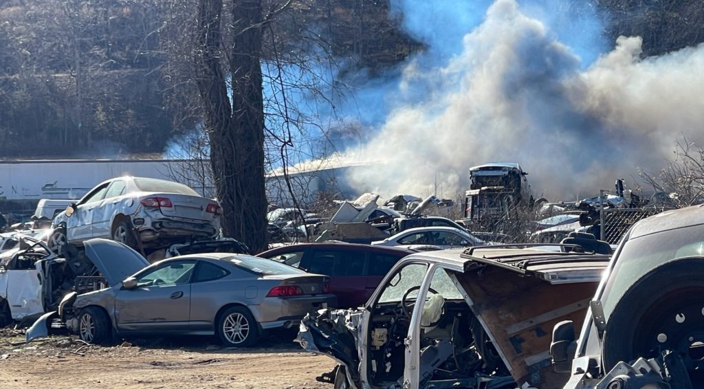 Salvage yard fire destroys 300k worth of parts, 100 cars White River