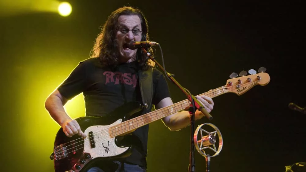 Geddy Lee of Rush at the Gibson Amphitheater in Universal City^ CA on June 22^ 2011.