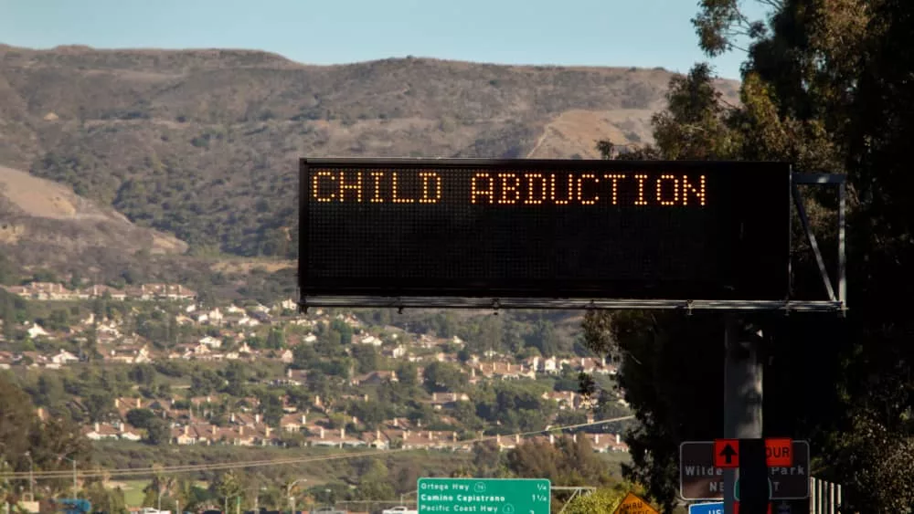 Freeway Sign advising of a child abduction