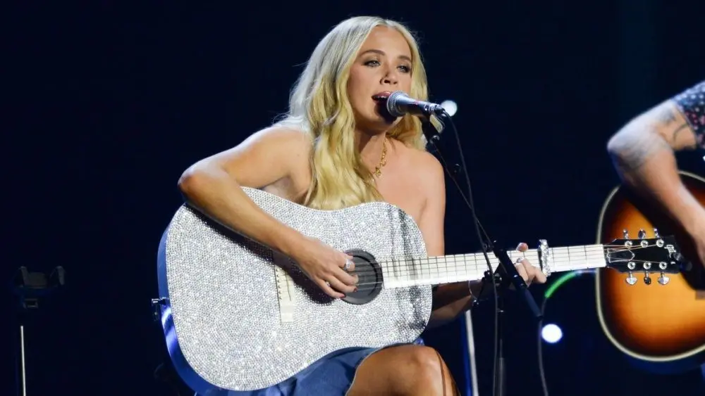 Megan Moroney performs in Hollywood^ Florida on November 14^ 2024 as part of Audacy’s Stars and Strings benefit concert.