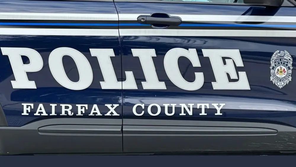 Fairfax County Police department sign decal on vehicle. Fairfax is a county in Northern Virginia. MCLEAN^ VIRGINIA - AUGUST 16^ 2024