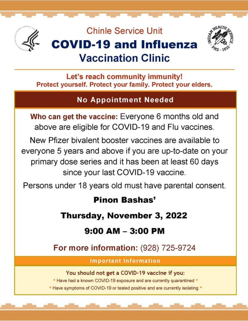 Chinle Service Unit COVID19 and FLU Vaccination Clinic KTNN St