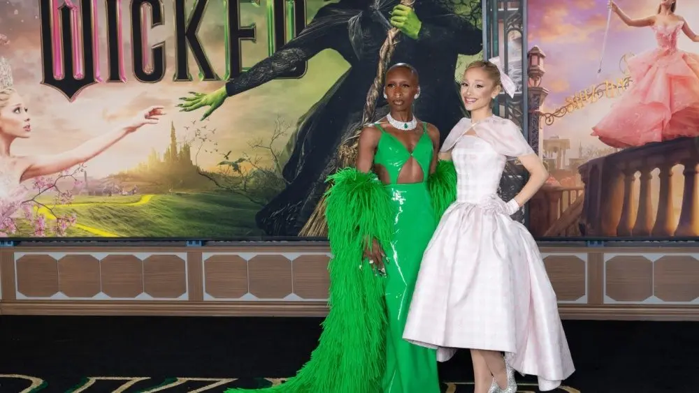 Cynthia Erivo and Ariana Grande at the premiere for Wicked at the Dorothy Chandler Pavilion. LOS ANGELES^ CA. November 09^ 2024