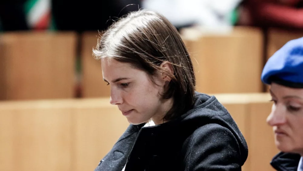 Amanda Knox in the court for a trial session for Meredith Kercher murder case. Perugia^ Italy - January 22^ 2011