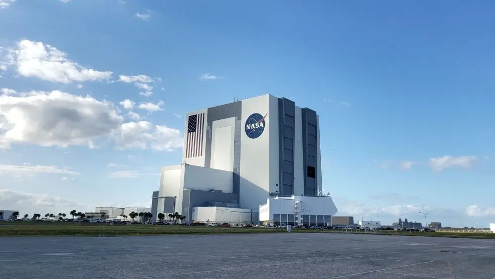 The John F Kennedy Space Center main assembly building in Cape Canaveral is one of the ten National Aeronautics and Space Administration (NASA) field centers. FLORIDA^ USA - JANUARY 09^ 2020