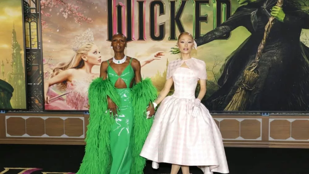 Cynthia Erivo and Ariana Grande at the Los Angeles premiere of 'Wicked' held at the Dorothy Chandler Pavilion in Los Angeles^ USA on November 9^ 2024.