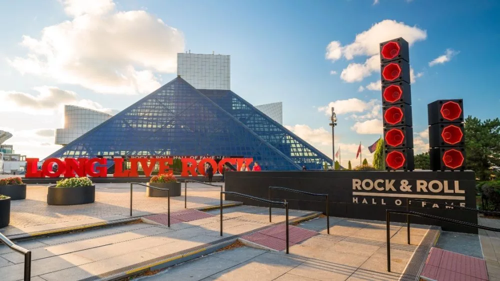 The Rock and Roll Hall of Fame and Museum in Downtown Cleveland Ohio USA on November 4^ 2016