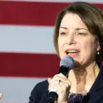 Democratic Sen. Amy Klobuchar delivers a speech during a rally for her presidential campaign at the State Theater in Falls Church^ Virginia just days before Super Tuesday Falls Church^ VA - February 28^ 2020