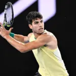 Carlos Alcaraz during the Australian Open AO 2024 Grand Slam tennis tournament on January 24^ 2024 at Melbourne Park in Melbourne^ Australia.