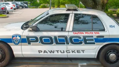 Pawtucket police Ford Crown Victoria police car in the police department^ Pawtucket^ Rhode Island^ USA. PAWTUCKET^ RI^ USA - AUG. 15 2024