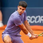 Pro tennis player Carlos Alcaraz on Tennis court at Conde de Godó tournament held in Barcelona. ATP 500. Barcelona^ ​​Spain- April 12^ 2025