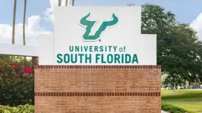 The University of South Florida is a public research university with their main campus in Tampa^ FL. Their mascot is the Bulls. Tampa^ FL^ USA - May 29^ 2024