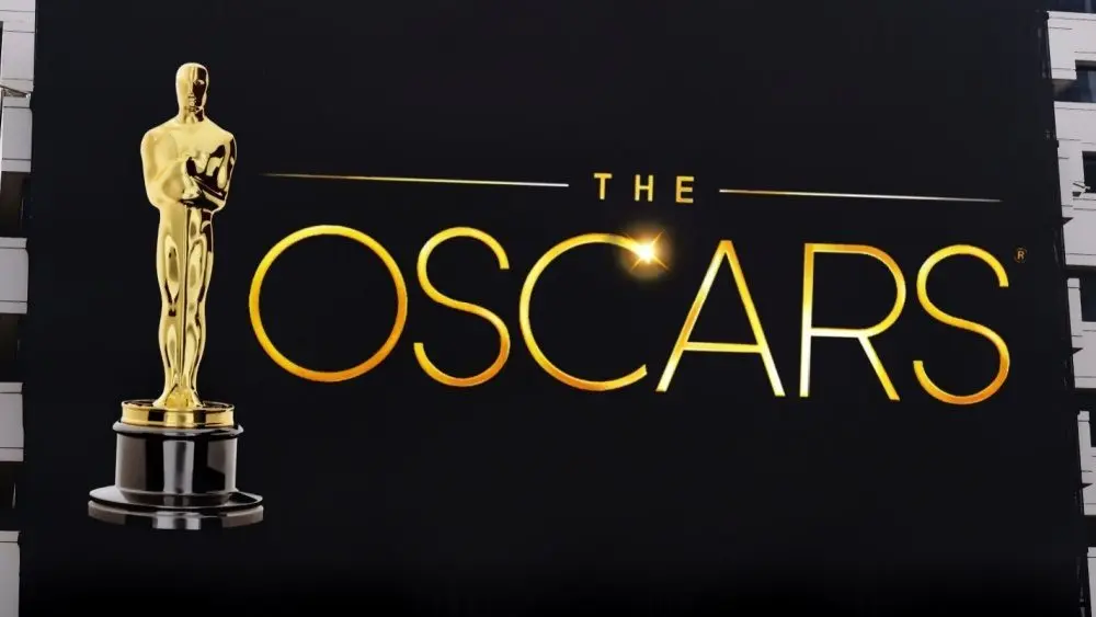 The words "Oscars"on a black LED billboard advertising. are awards for artistic and technical merit for the American film industry. Oscars ceremony held at the Dolby Theatre