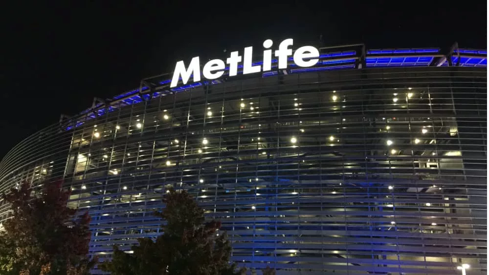 MetLife Stadium exterior view night NX - home New York Giants ^ Jets.